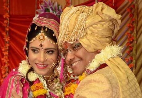 Indian wedding couple in traditional attire