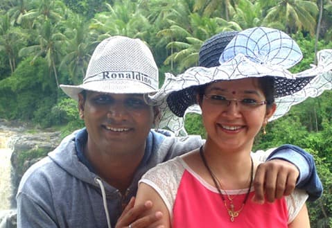 Indian couple celebrating together